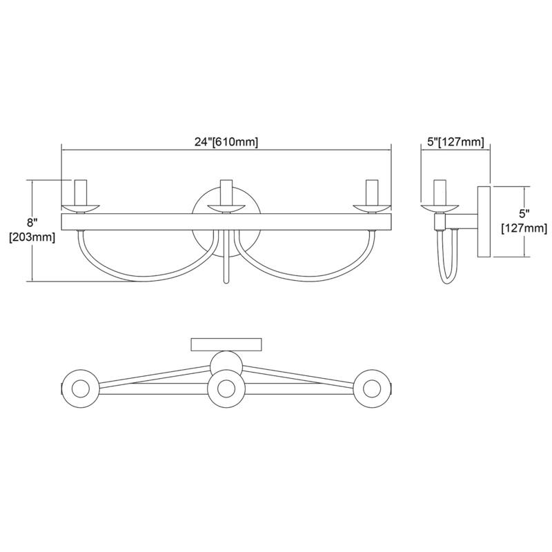 Elk Home Williamson Black Metal 3 Light Vanity Light