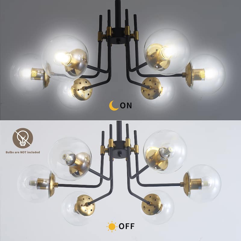 Mid-century Modern 6-Lights Glass Globe Sputnik Chandelier