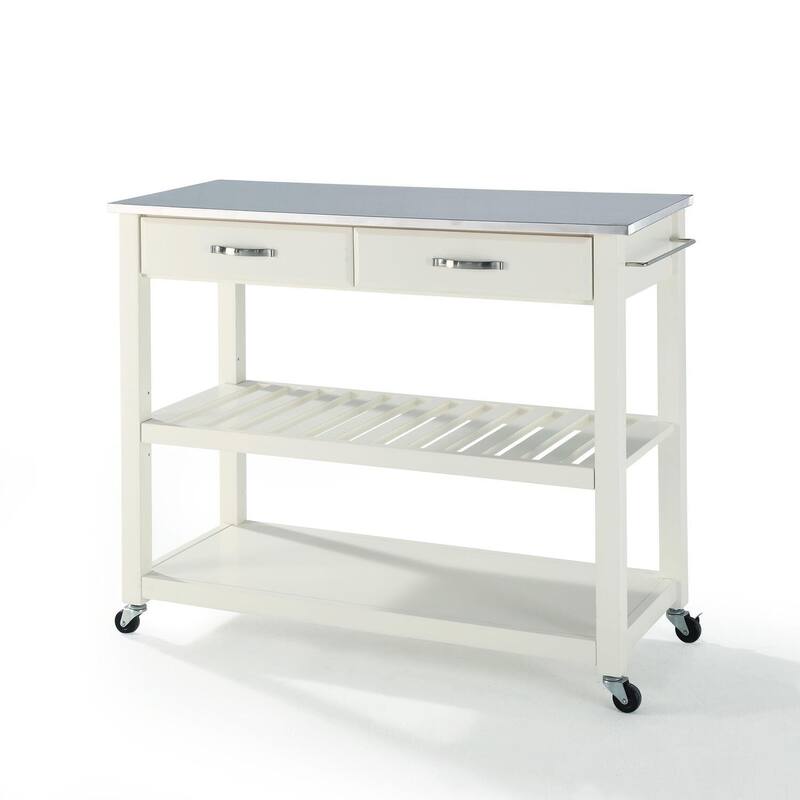 Kitchen Cart with Wine Storage - Portable Prep Station, Tiered Shelves, 18x42x36 Inch