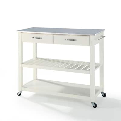 Kitchen Cart with Wine Storage - Portable Prep Station, Tiered Shelves, 18x42x36 Inch