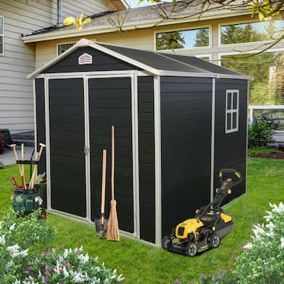 6x8FT Black Resin Outdoor Storage Shed