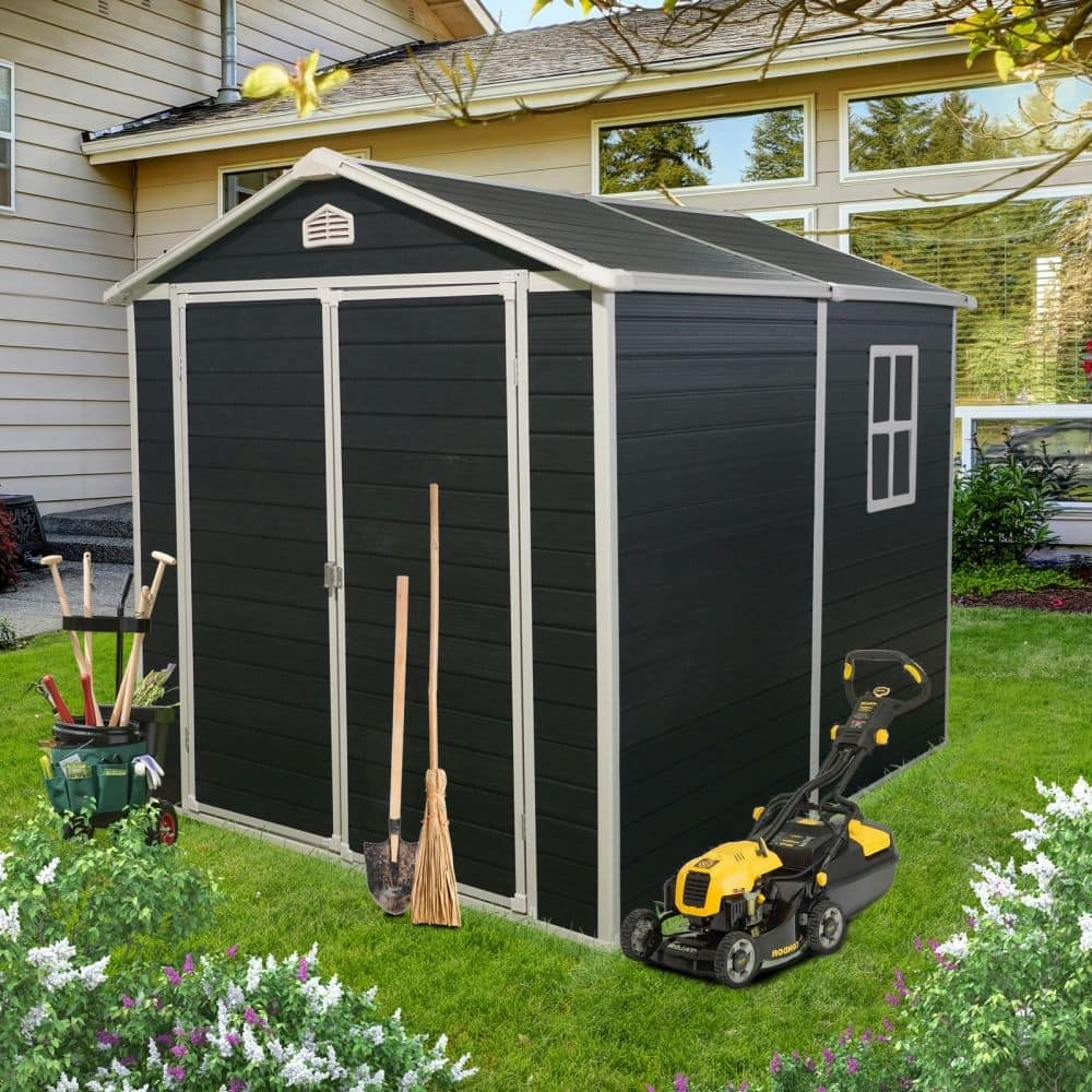 6x8FT Black Resin Outdoor Storage Shed