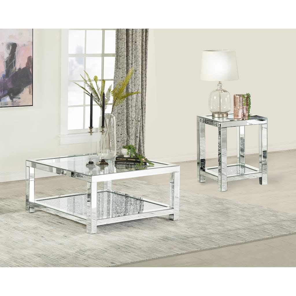 Valentina Mirrored Coffee And End Table Set Silver