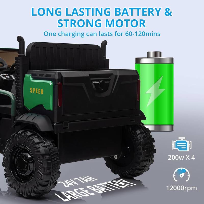 2-Seater Kids Ride-On Tractor with Dual 12V Batteries, Remote Control, Tipping Bucket & Rear Storage