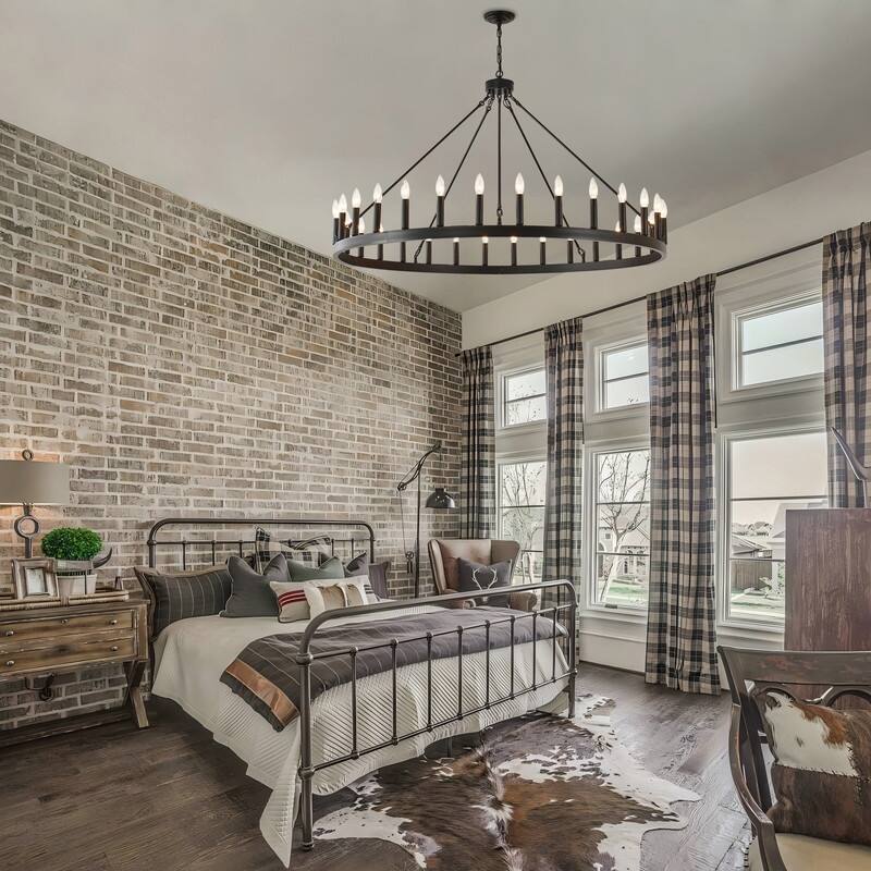 53" Large Wagon Wheel Chandelier Black Farmhouse Pendant Light Fixtures