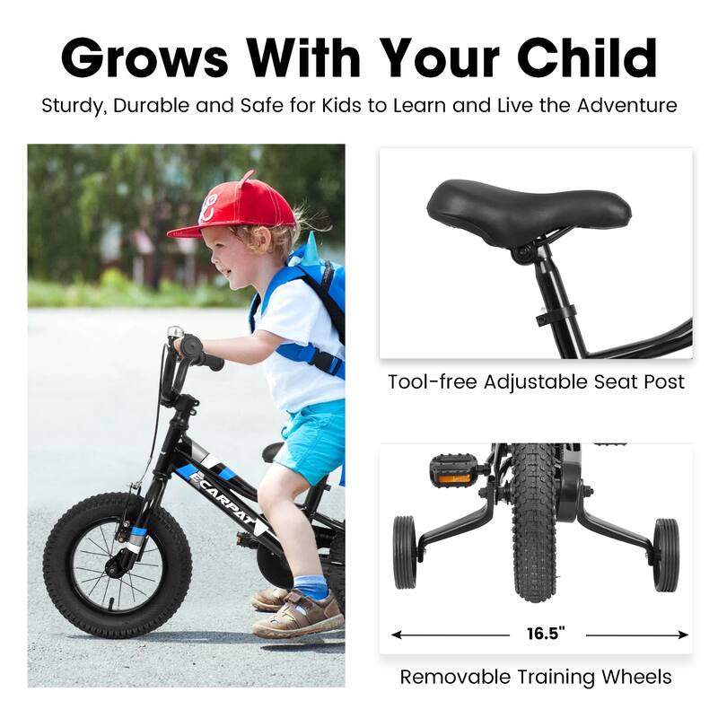Kids' Bike 18 Inch Wheels, 1-Speed Boys Girls Child Bicycles For 3-5Years, With Removable Training Wheels Baby Toys