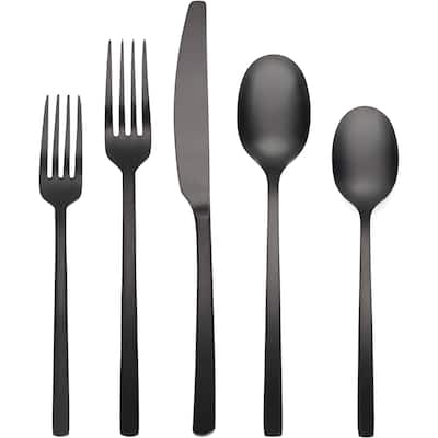 Cambridge 20Pcs Silversmiths Beacon Flatware Set, Black Satin - Service for 4