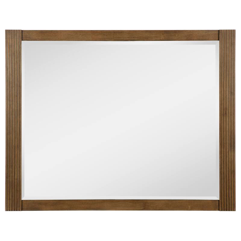 Reon Dresser Mirror, Ash Brown Wood Frame, Vertical Fluting, 38 Inch - Ash Brown
