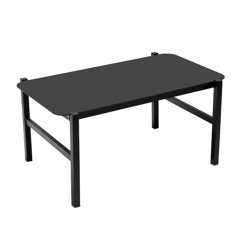Outdoor Sofa Set with Tempered Glass Table for Garden (Set of 4)