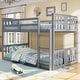 preview thumbnail 15 of 26, Twin Over Twin Floor Bunk Bed with Ladder, Solid Wood Bunk Bed Frame with Full-Length Guardrail, Detachable into 2 Separate Beds Grey - Twin
