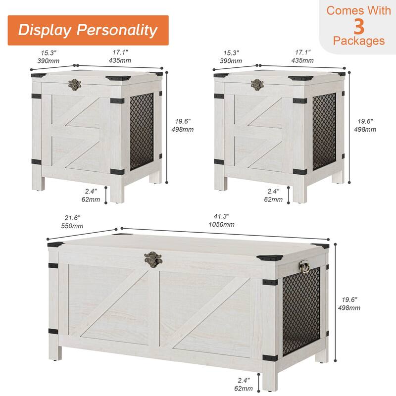 Lift top coffee table and end tabls set for living room