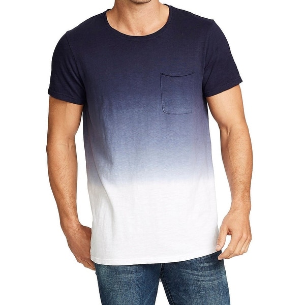 William Rast Blue Mens Large L Ombre Dip Dye Pocket Tee T Shirt