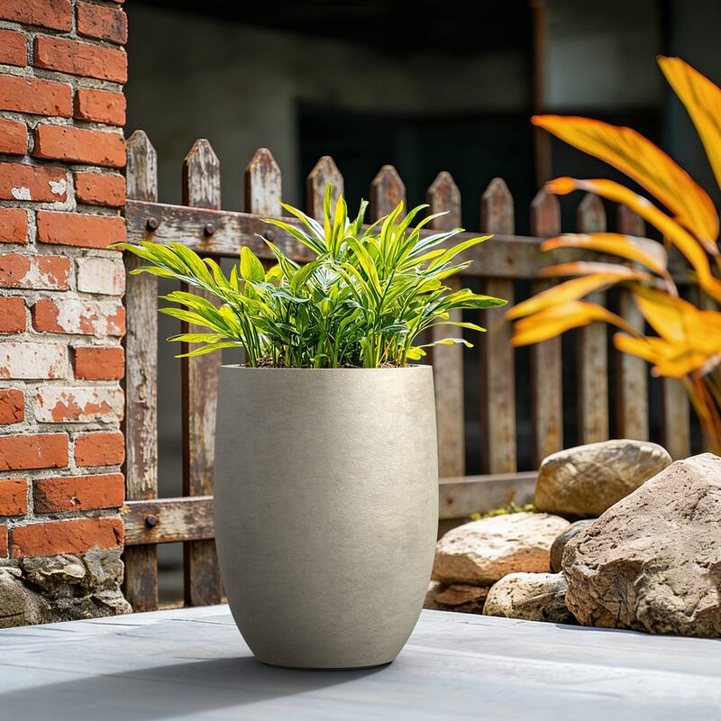 Concrete Tall Round Planter / Pot with Drainage Holes