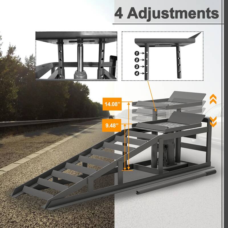 Hydraulic Car Ramps 2 Pack 5 Ton Low Profile Lift for Garage Truck