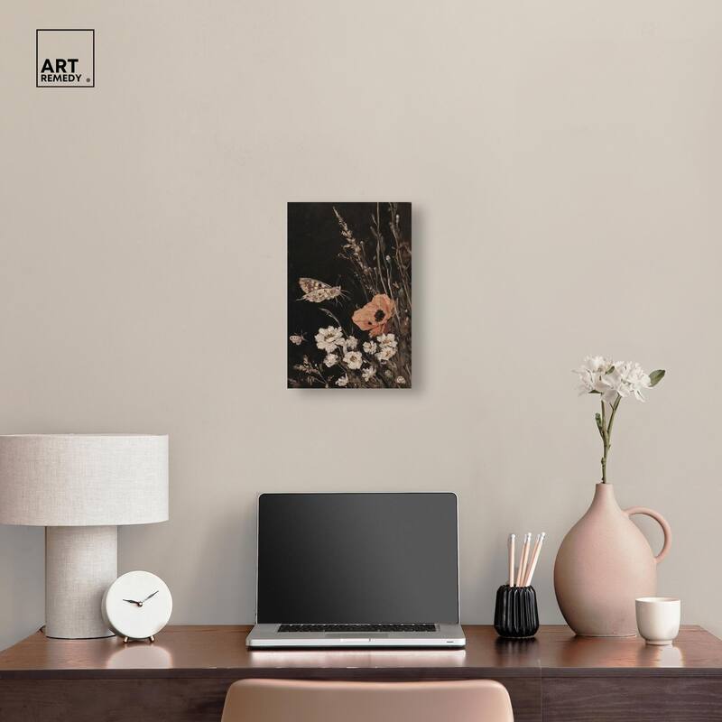 Poppy and Moth II Canvas by Art Remedy, Gallery Wrapped