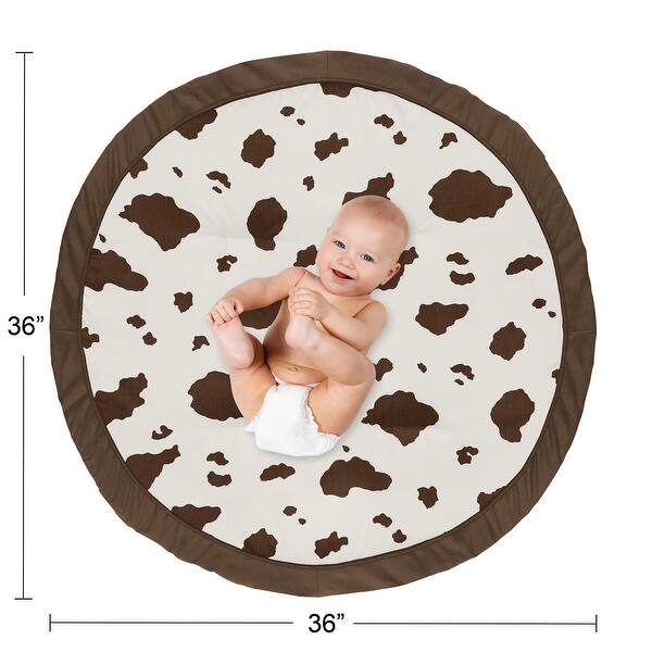 Sweet Jojo Designs Cow Print Girl Boy Gender Neutral Baby Tummy Time Playmat Brown Vintage Animal Print Western Southwest Retro