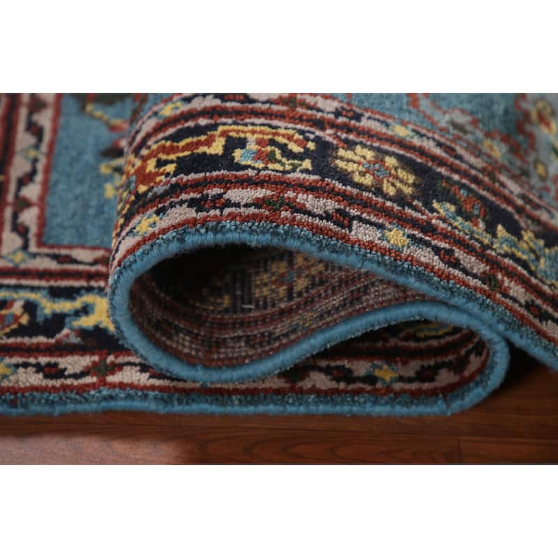 Blue Oushak Accent Rug Hand-Knotted Wool Carpet - 4'0"x 5'11"