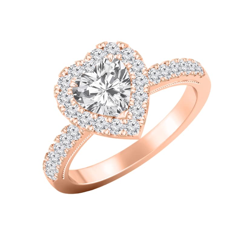 Auriya 14k Gold 1 1/4ctw Heart Shape Halo Diamond Engagement Ring (H-I, I1-I2)