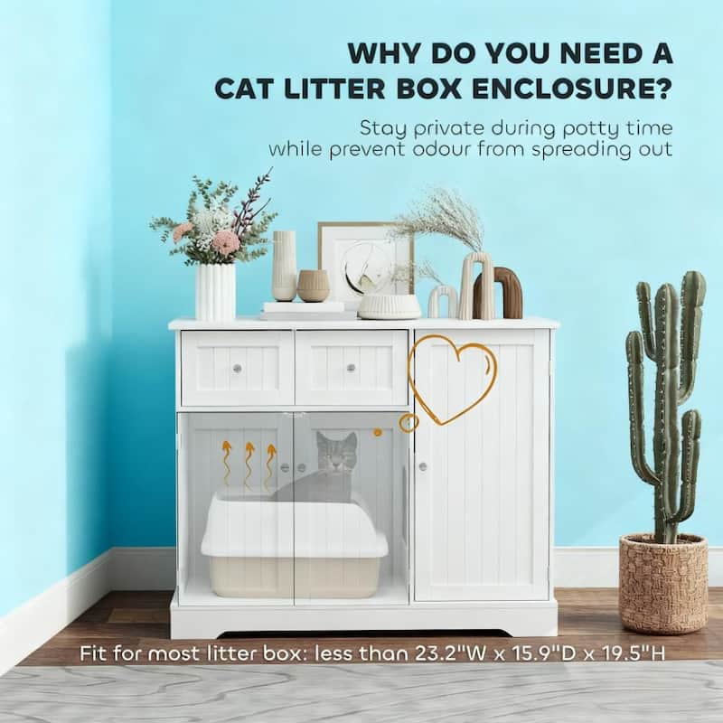Cat Litter Box Enclosure with Drawers