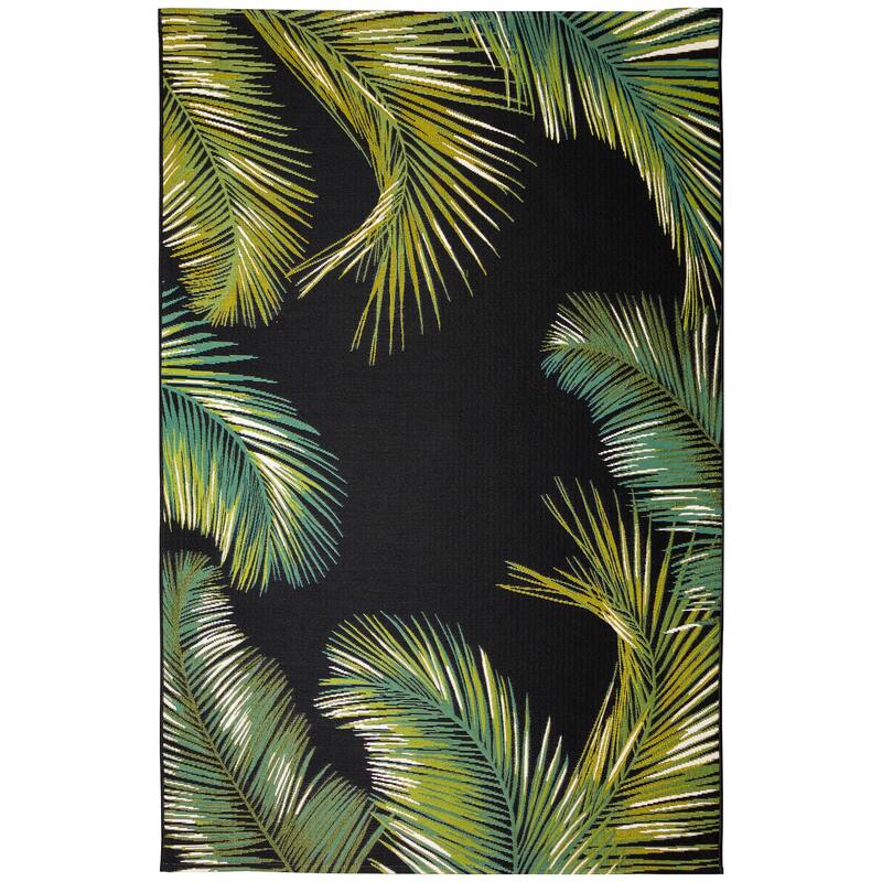Liora Manne Marina Palm Border Indoor/Outdoor Rug - 6'6" x 9'3" - Black