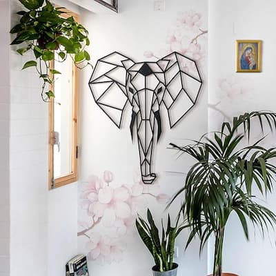 Geometric Elephant Metal Wall Art, Home Living Room Decor