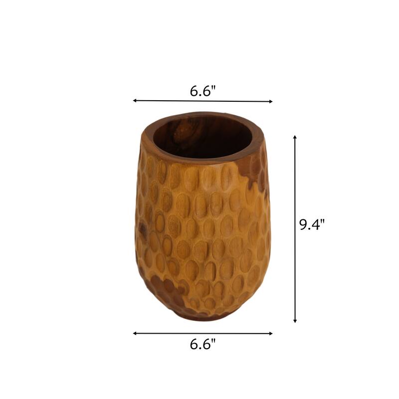 Greenage Natural Cowak Teak Vase Handcrafted Durable Vase