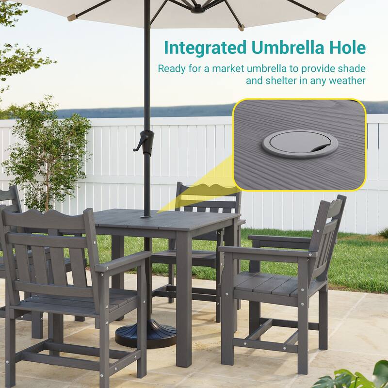 HIPS Outdoor Dining Set All-weather Patio Table and Chairs(Set of 5)