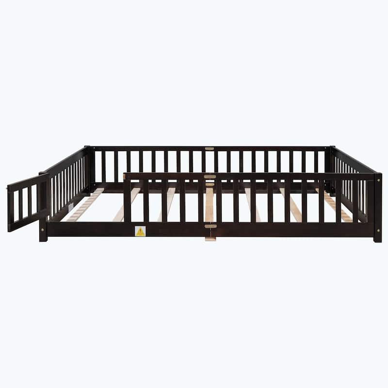 Durable Floor Platform Bed with Fence