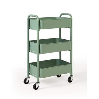 3-Tier Rolling Craft Cart – White Storage Organizer With Handle, Arts & Supplies Trolley