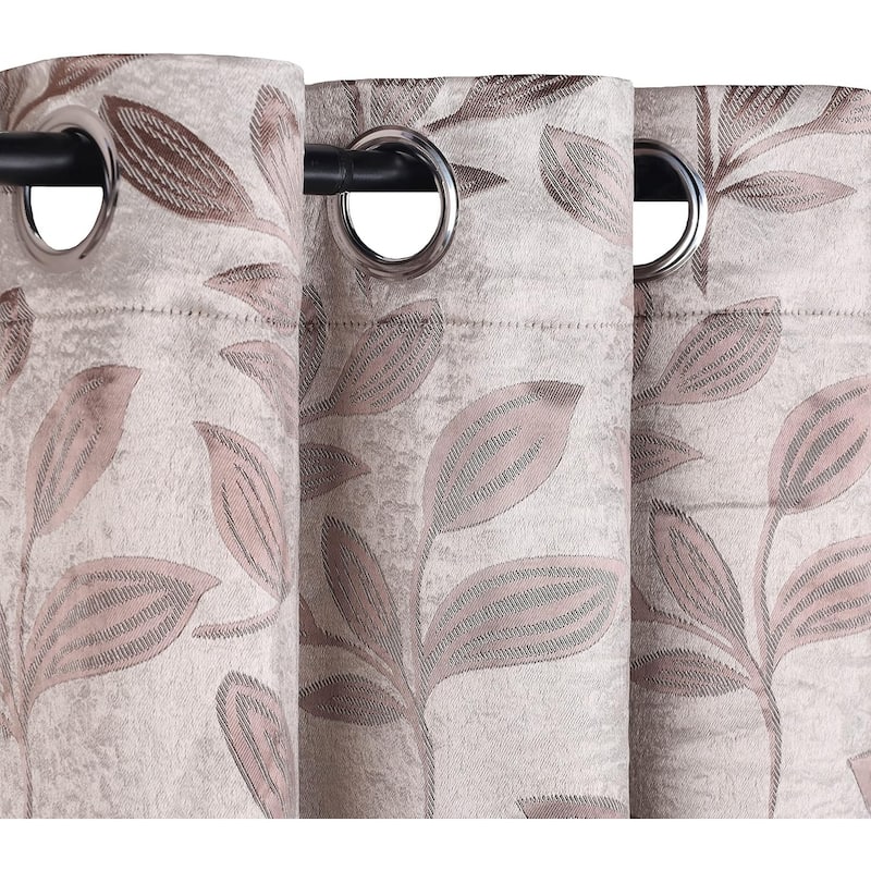 Superior Modern Bohemian Leaves Room Darkening Curtains with Grommets