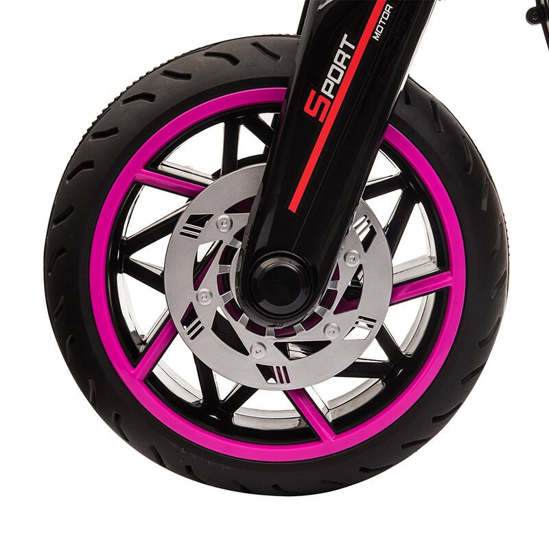 12V Kids' Ride-On Motorcycle with LED Lights, 3 Wheels, and Horn - Ages 3-8