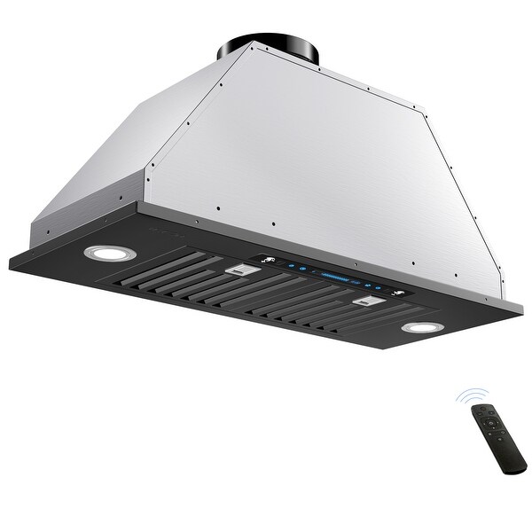 IKTCH 42 in. 900 CFM Ducted Under The Cabinet Range Hood in Stainless Steel with Gesture Control with Light, Silver