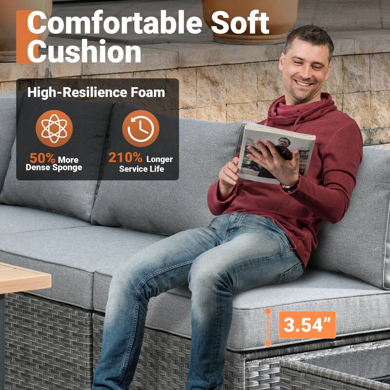 OVIOS 14-Piece Low-profile Deep Seat Wicker Outdoor Patio Furniture Set