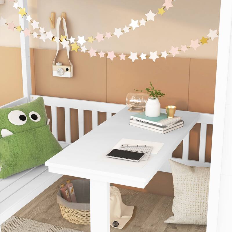 Twin over Twin Bunk Bed with Changeable Table