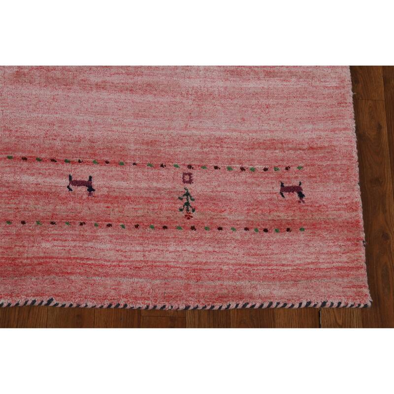 Tribal Pink Gabbeh Indian Area Rug Handmade Wool Carpet - 5'1" x 7'10"