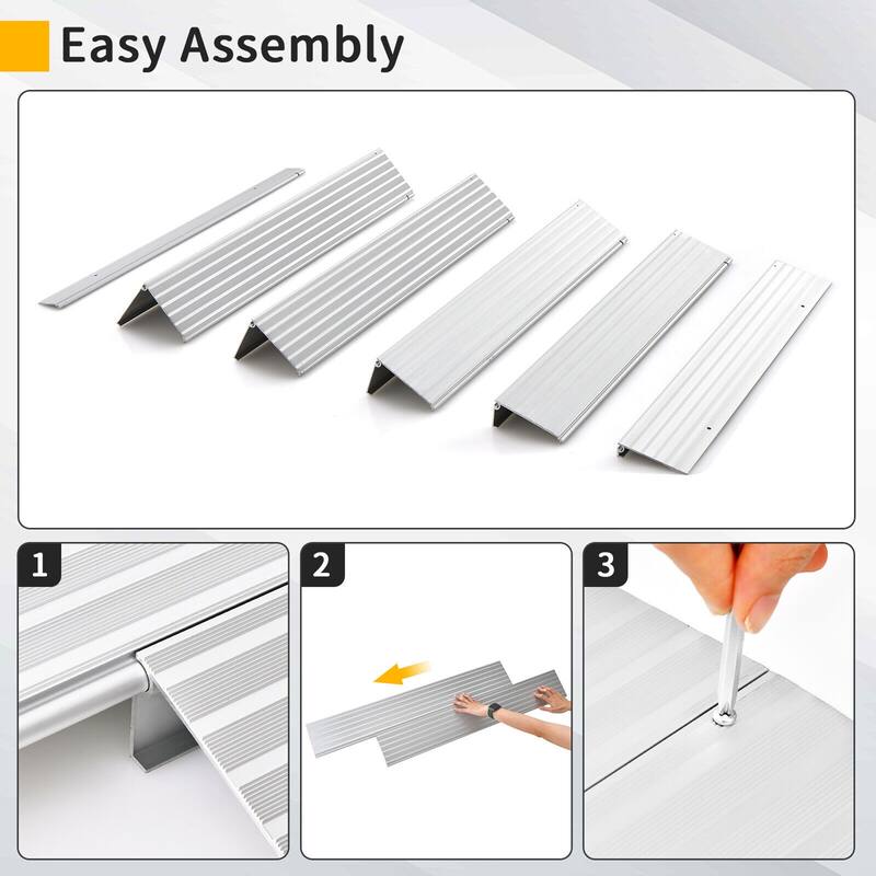 Gymax 5'' Door Threshold Ramp Aluminum Adjustable Rise Entry Ramp for