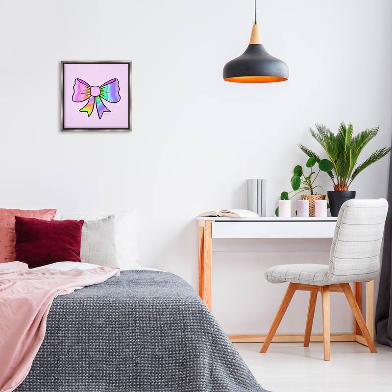 Stupell Pastel Rainbow Ombre Ribbon Framed Floater Canvas Wall Art Design By Katie Conley