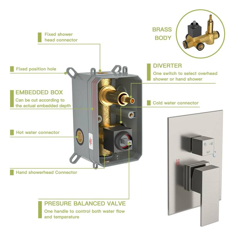 Modern Wall Mounted Square Shower System