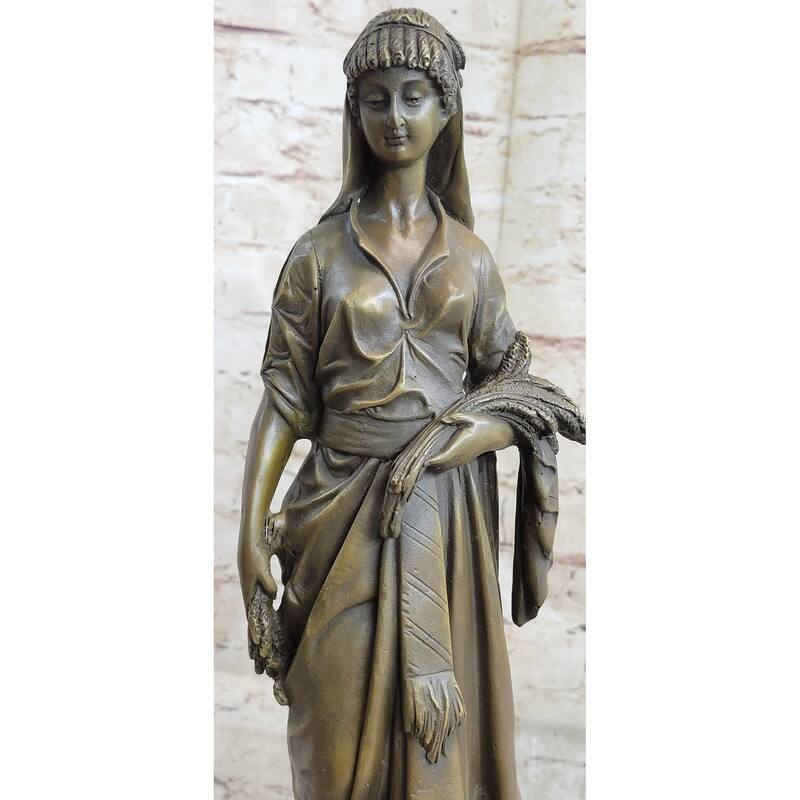 Reproduction Of Greek Goddess Bronze Sculpture Marble Base Statue Art Deco Gift
