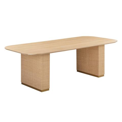 Akiba Natural Ash and Rattan 96" Rectangular Dining Table