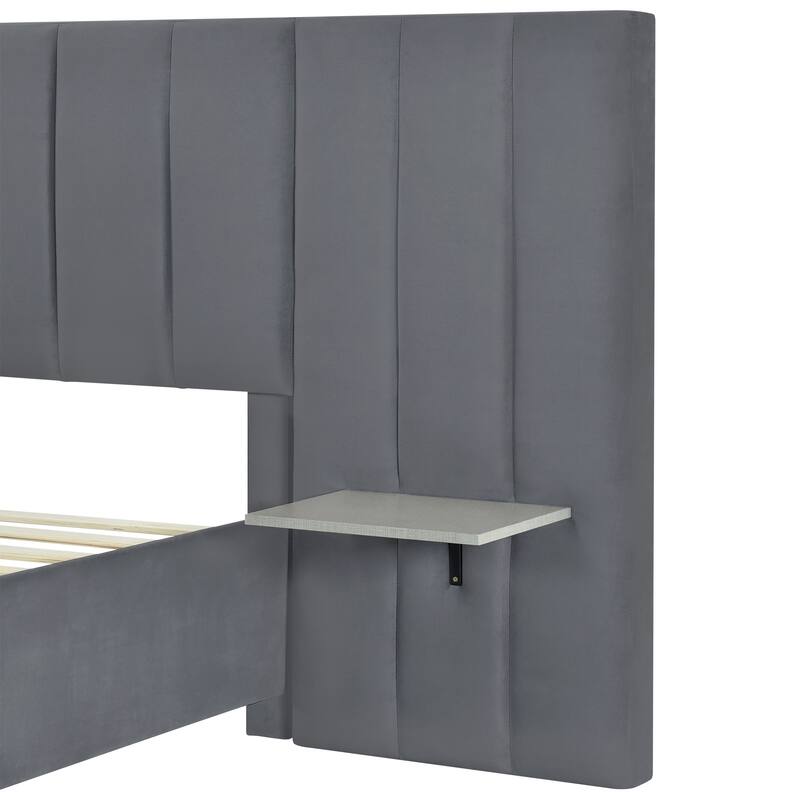 Modern Upholstered Platform Bed with Integrated Storage and Soft Headboard