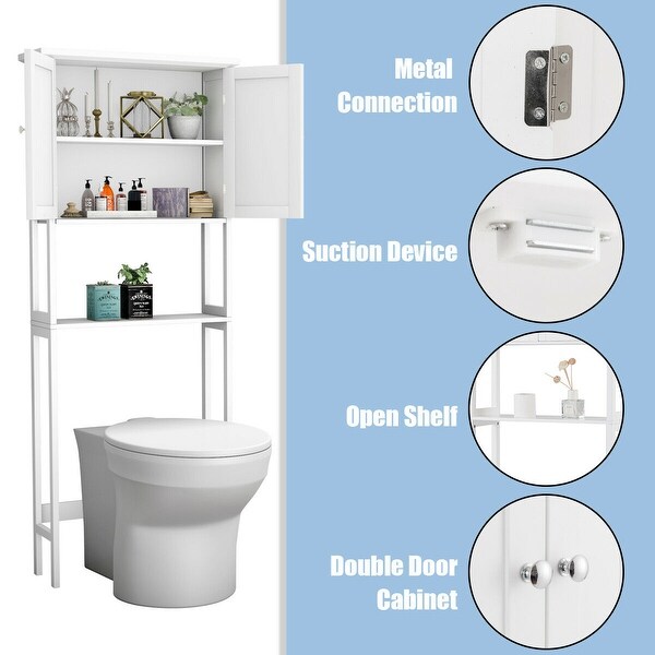 Over The Toilet Bathroom Storage Space Saver With Towel Rack Shelf Cabinet Colle