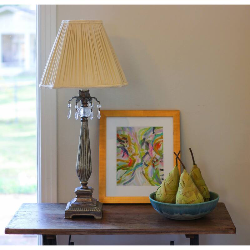 HomeRoots 10" Pearl Grey Slanted Fancy Square Shantung Lampshade - 10