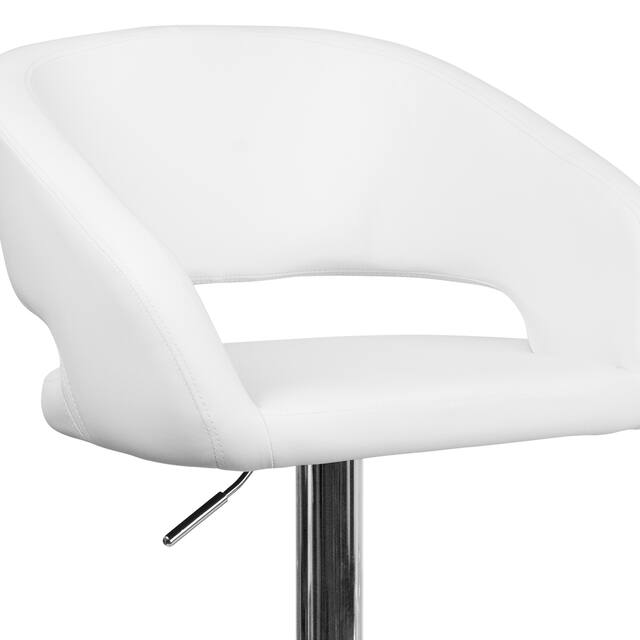 Chrome Upholstered Height-adjustable Rounded Mid-back Barstool