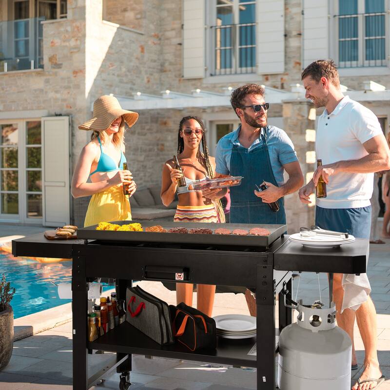 Royal Gourmet 34-Inch 4-Burner Gas Griddle with Side Shelves