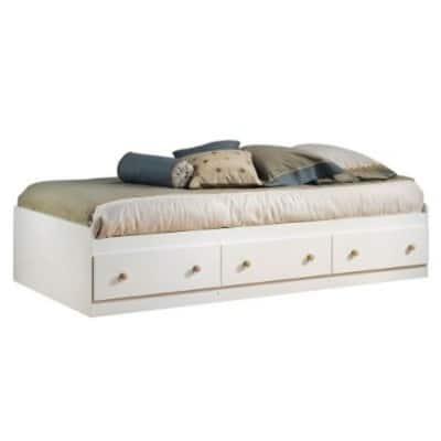 White Twin Size Mates Platform Bed with 3 Storage Drawers Perfect for Any Bedroom