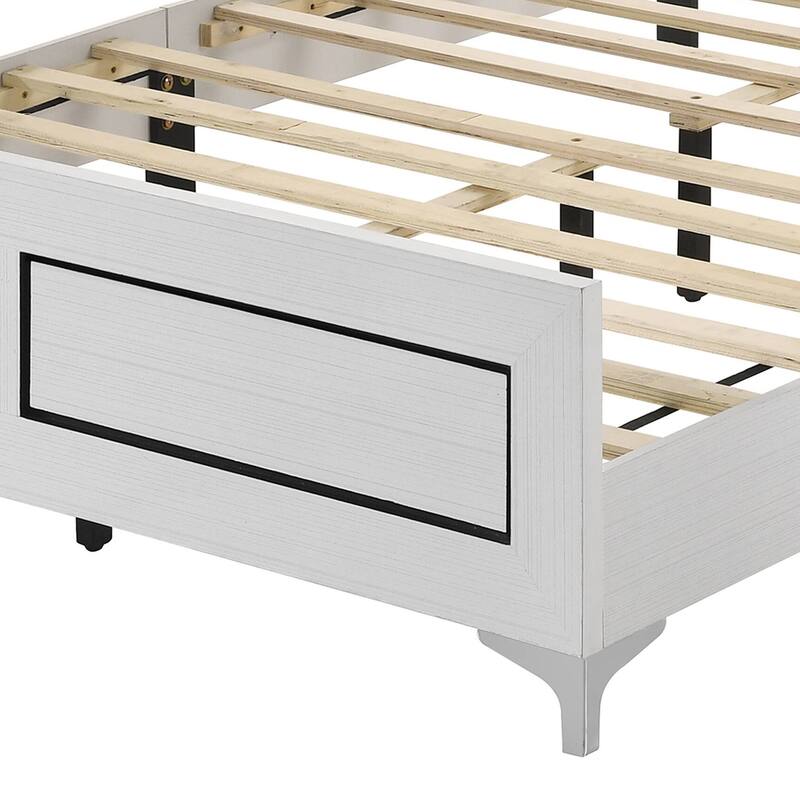 Queen Platform Bed with LED Headboard, Faux Leather Upholstery and Tufted Design with Sturdy Slats and Support Legs