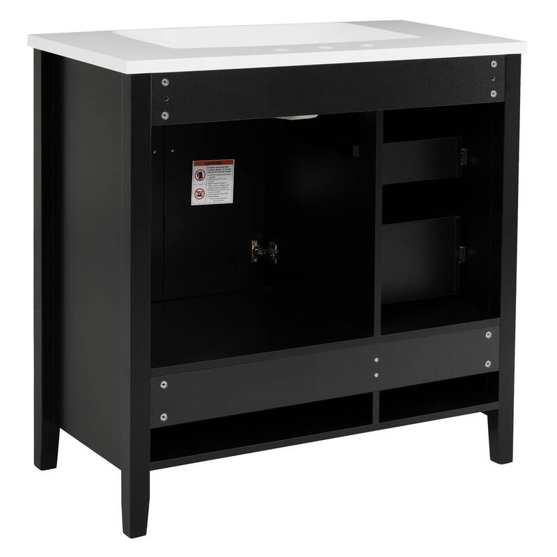 36 inch Bathroom Vanity with Sink, One Cabinet with Soft-closing Doors, 4 Soft-Closing Drawers, Metal Handles