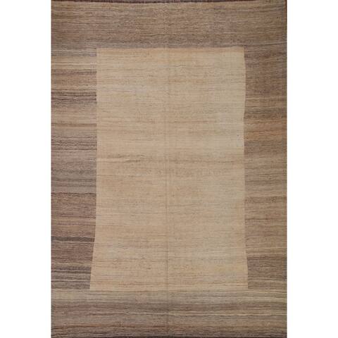 Reversible Contemporary Kilim Area Rug Flat-weave Wool Carpet - 8'4" x 9'10"
