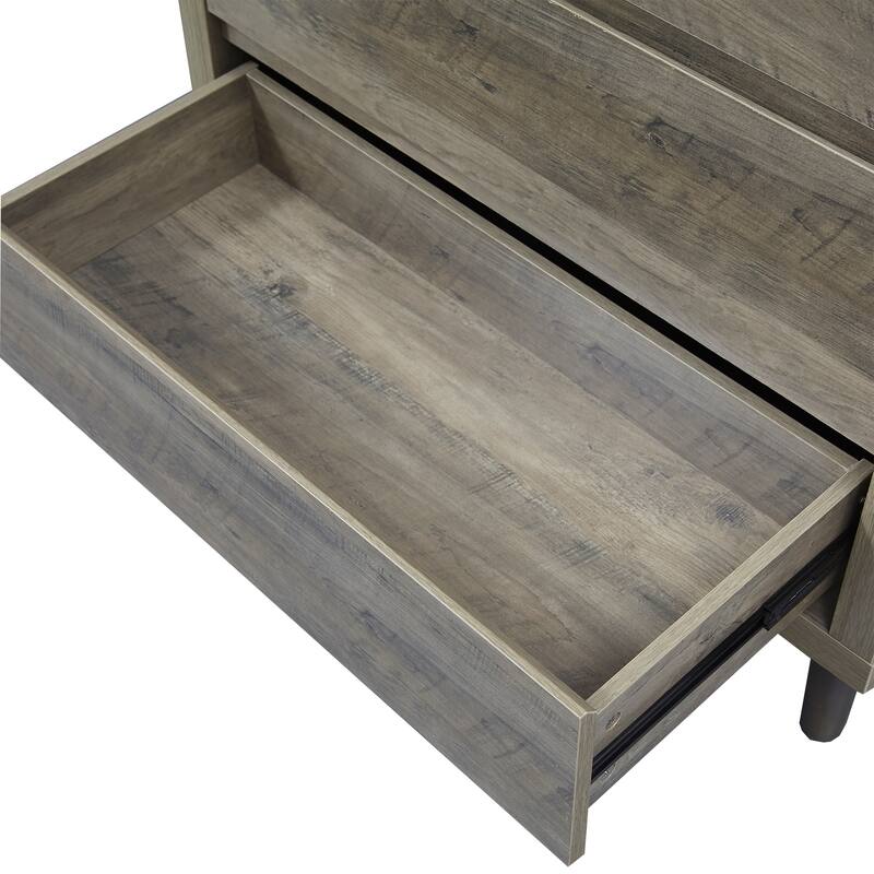 Dresser with 3 Drawers - Wooden Chest of Drawer for Bedroom, Tall Nightstand Side Table, Grey Oak Storage Drawer Cabinet